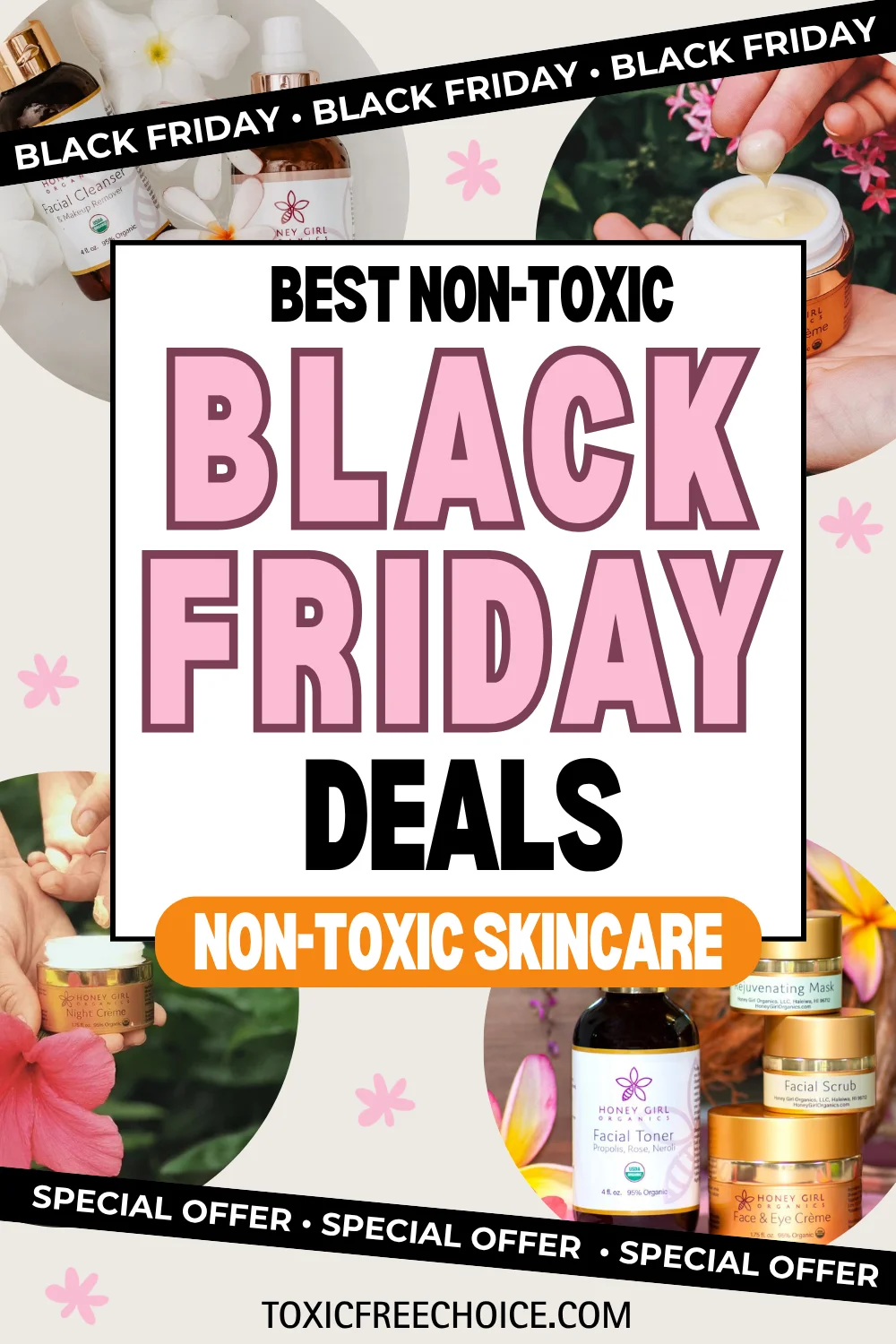 Honey Girl Organics non-toxic skincare made with raw honey and botanicals, perfect for Black Friday savings on clean, nourishing beauty.
