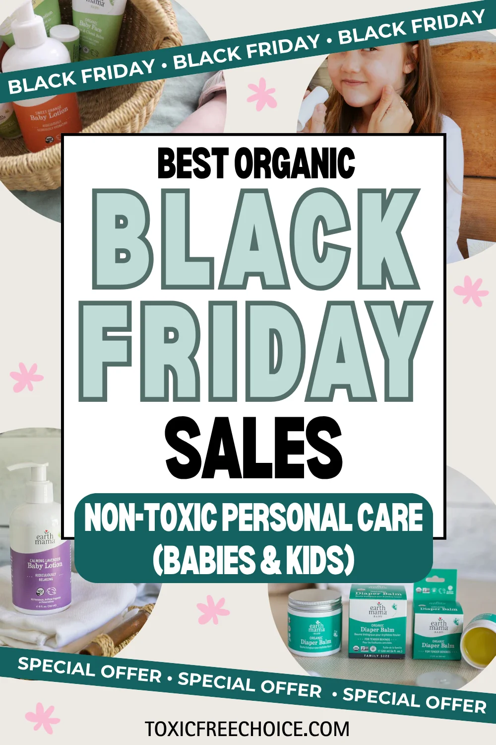 Earth Mama Organics plant-based non-toxic baby and kids’ care products made without synthetic fragrance, ideal for gentle Black Friday restocks.
