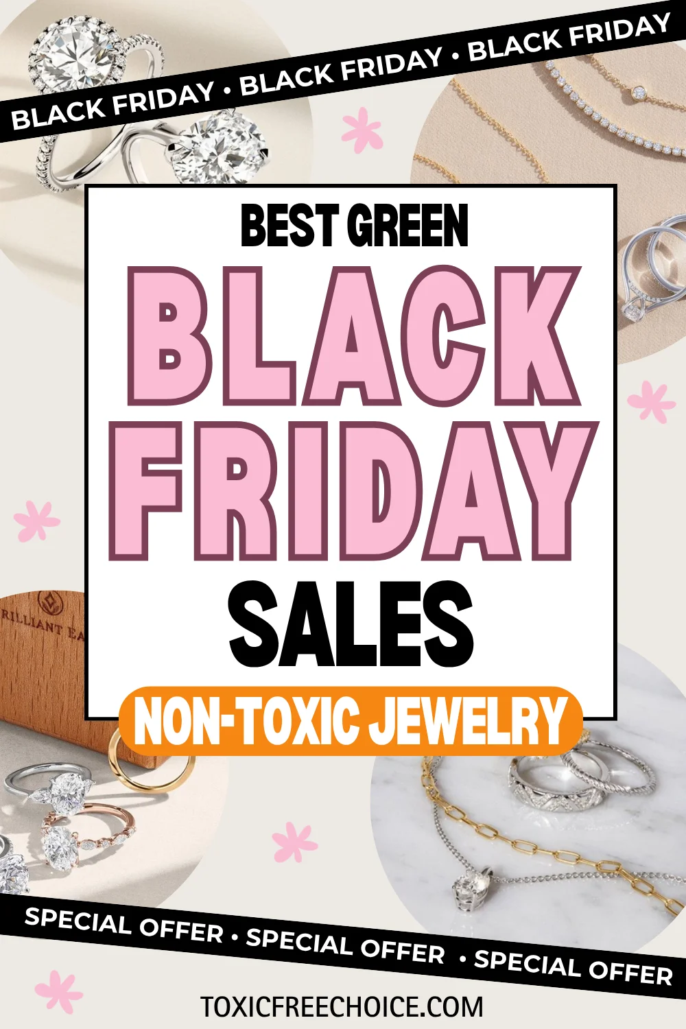 Brilliant Earth non-toxic jewelry made from recycled metals and lab-grown diamonds, ideal for ethical and toxin-free Black Friday gifts.