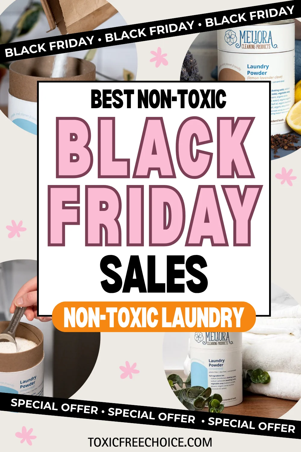Meliora non-toxic powdered laundry detergent made with simple ingredients and no synthetic fragrance, ideal for cleaner laundry this Black Friday.