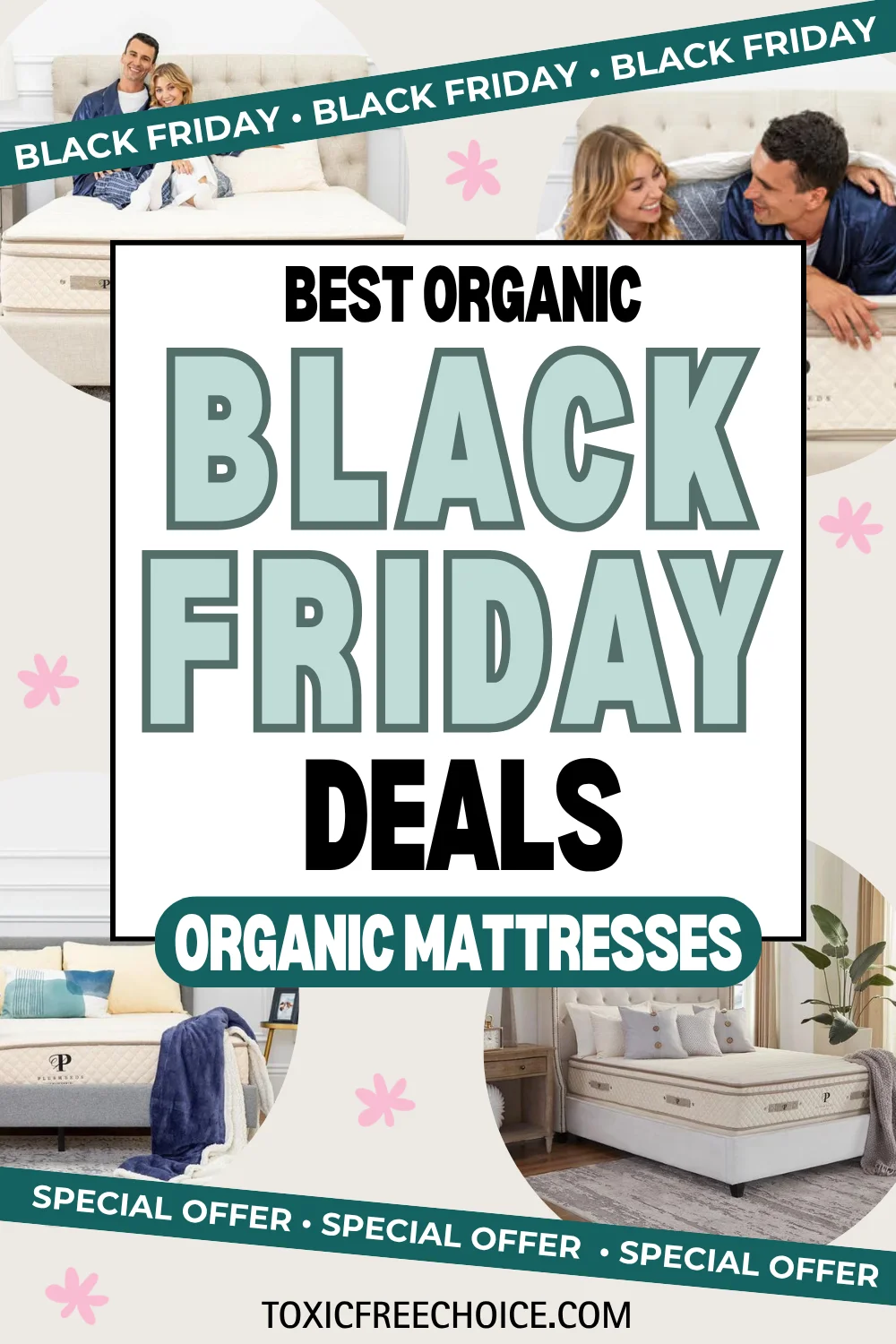 PlushBeds organic mattresses handcrafted from latex, cotton, and wool, perfect for toxin-free sleep savings during Black Friday.