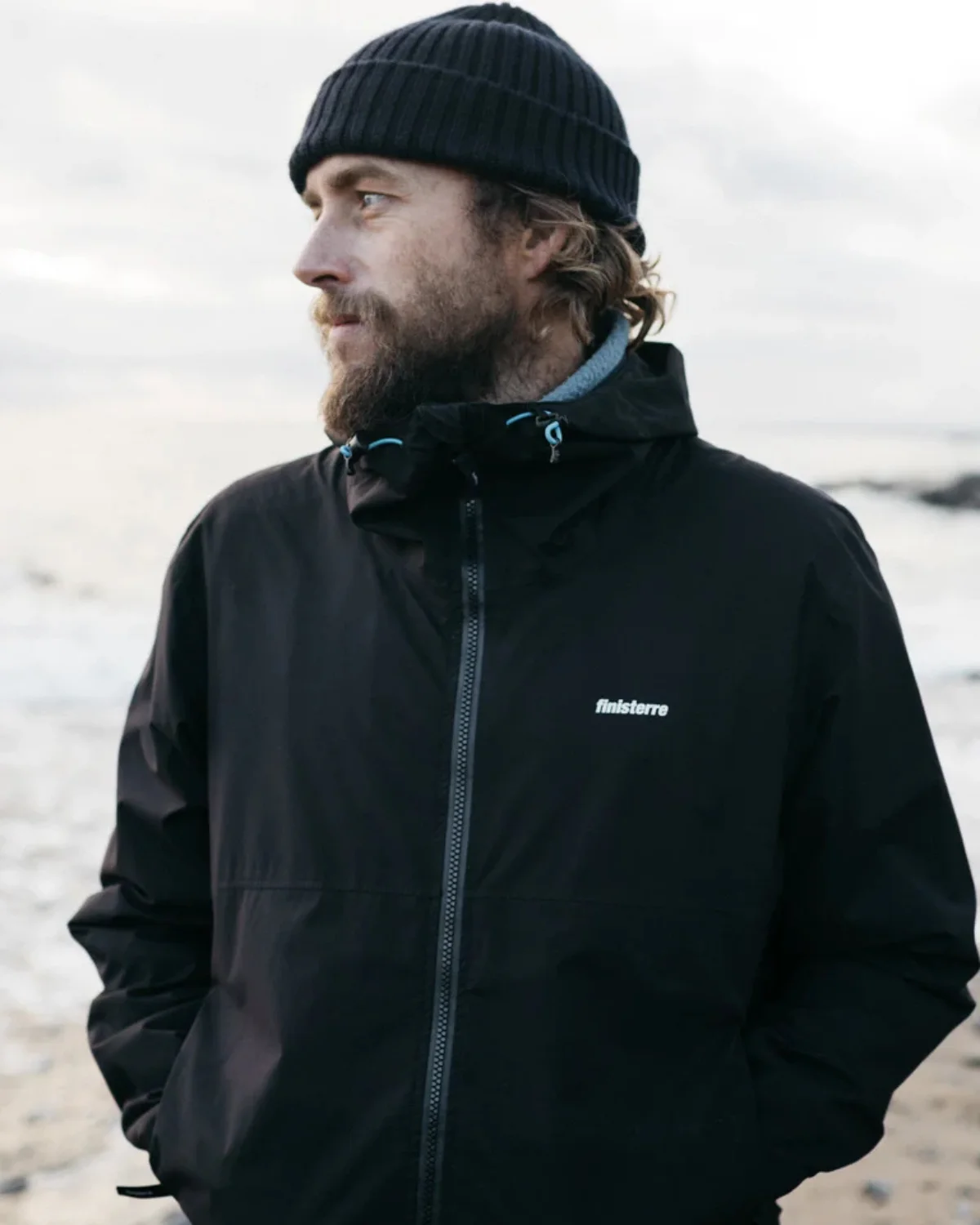 Finisterre Rainbird PFAS-free rain jacket with soft shell design for everyday low-tox wear.