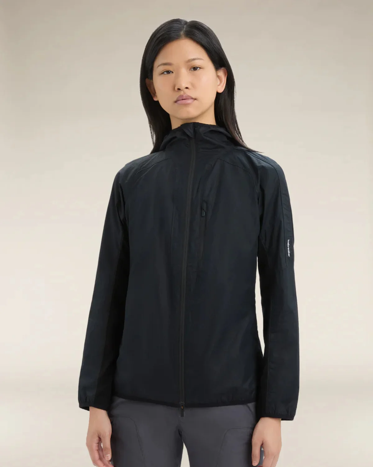 Icebreaker rain shell made from tightly woven merino wool and a PFAS-free coating.