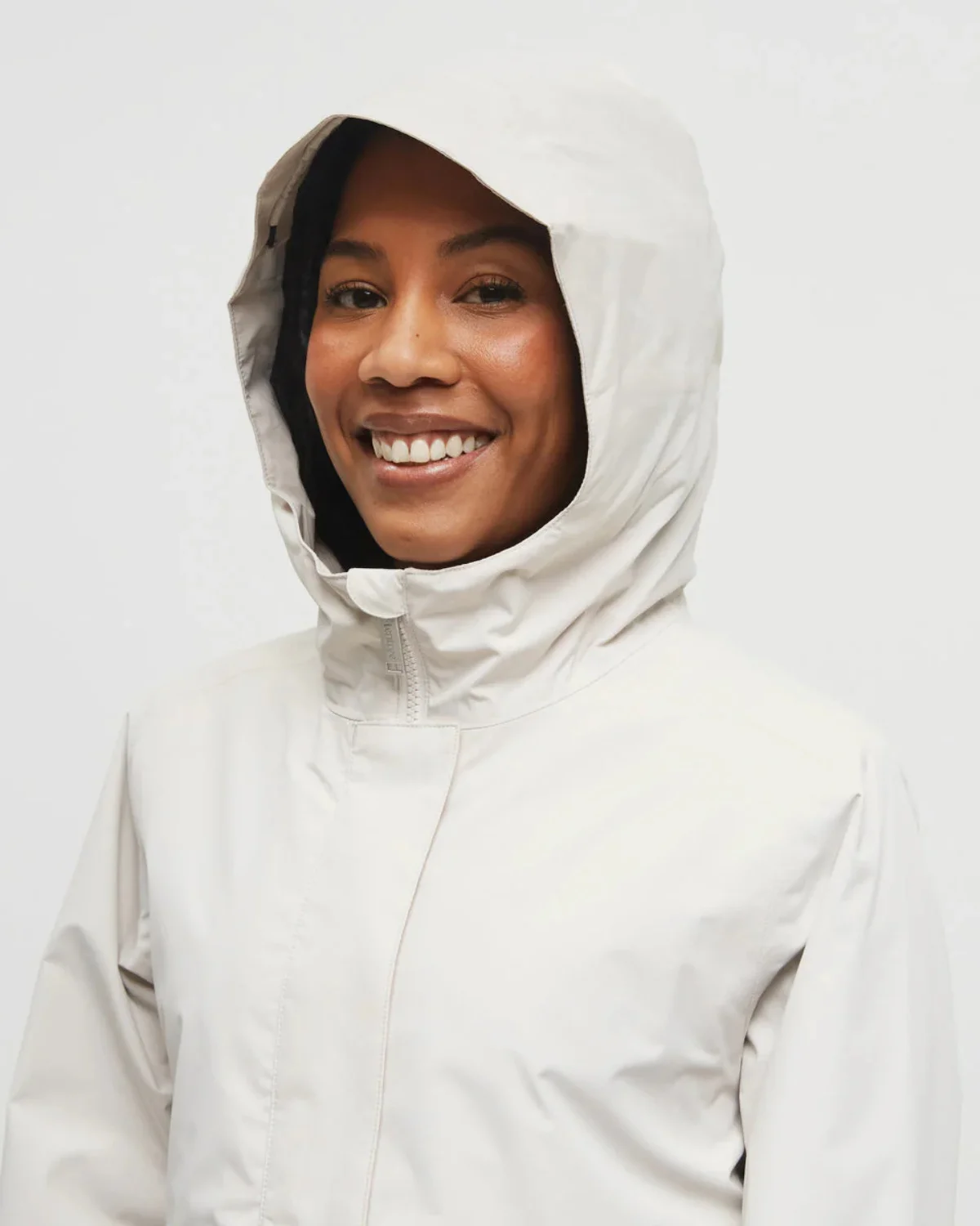 Tentree Nimbus Long Raincoat made from recycled materials and PFAS-free coating.