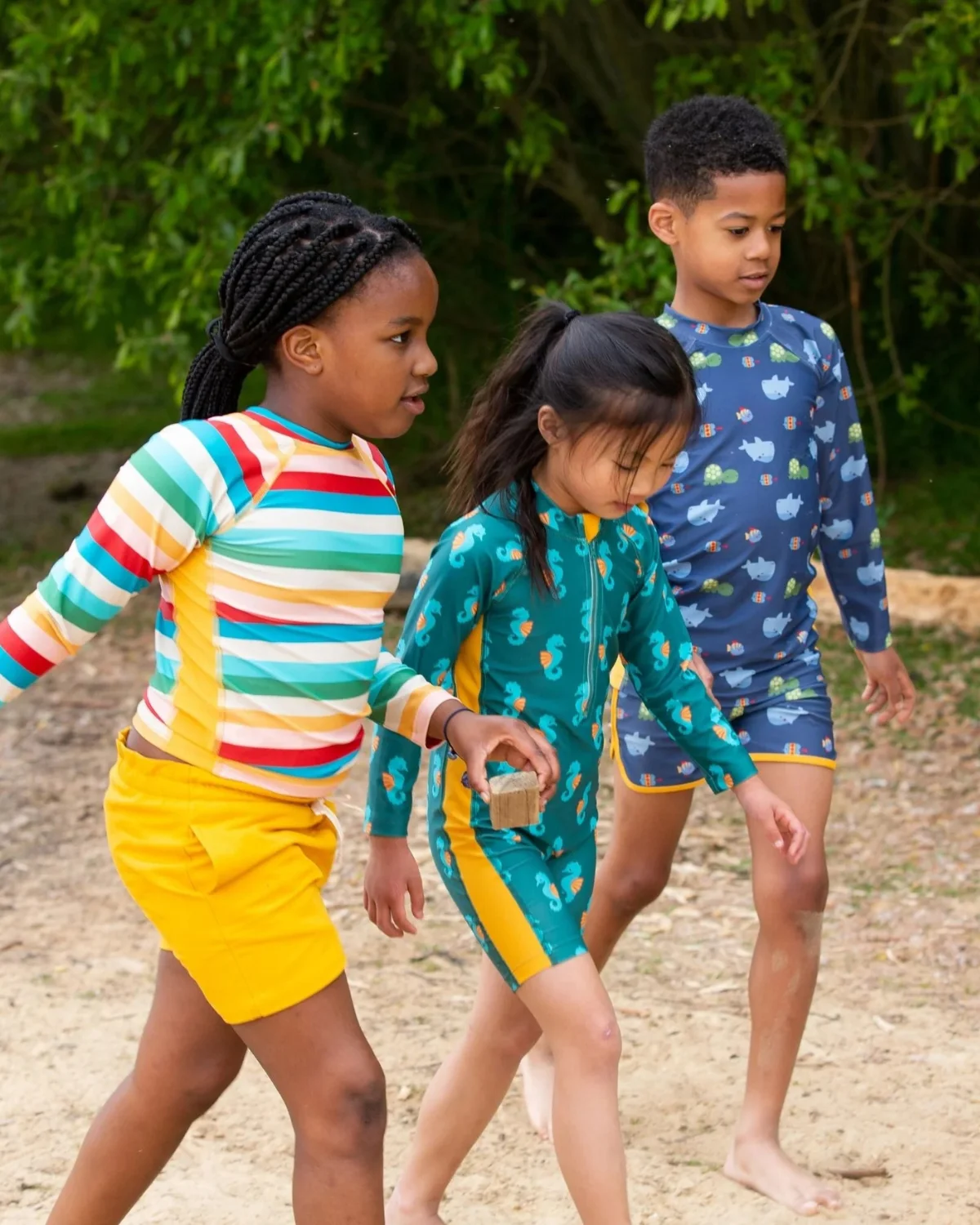 Little Green Radicals kids' swimwear is made from OEKO-TEX certified recycled materials.