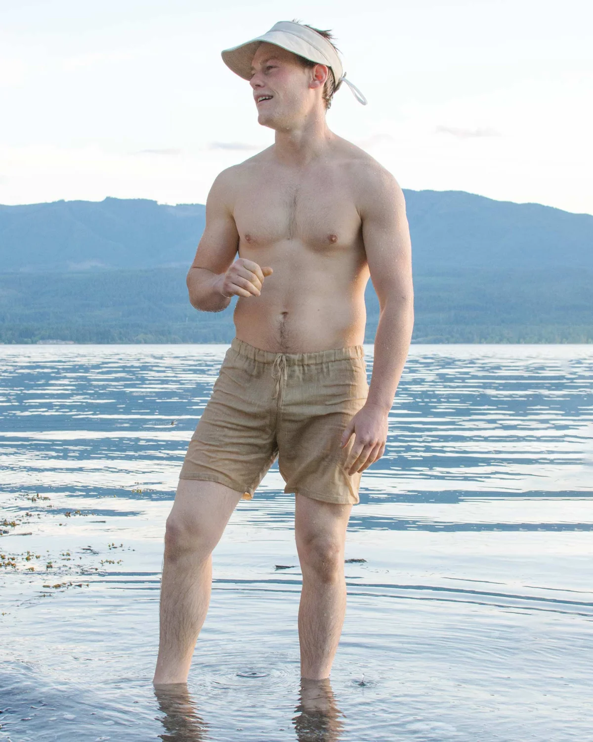 Rawganique men’s swim shorts made from 100 percent organic linen with no synthetic materials or polyester.