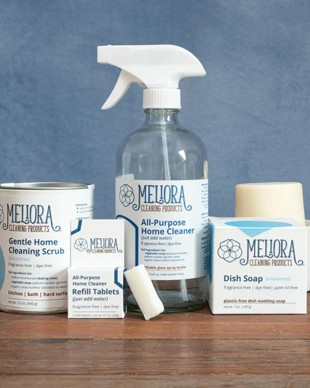 Meliora plastic-free cleaning products featuring low-waste packaging and ingredient transparency.