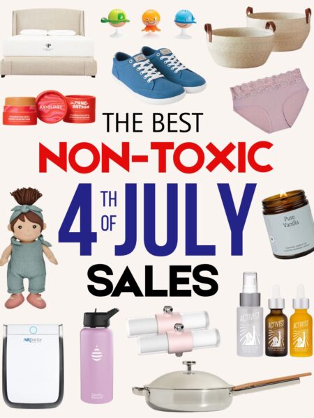 Best non-toxic Fourth of July sales featuring organic mattresses, non-toxic cookware, clean beauty, bedding, air purifiers, water filters and healthier home essentials.