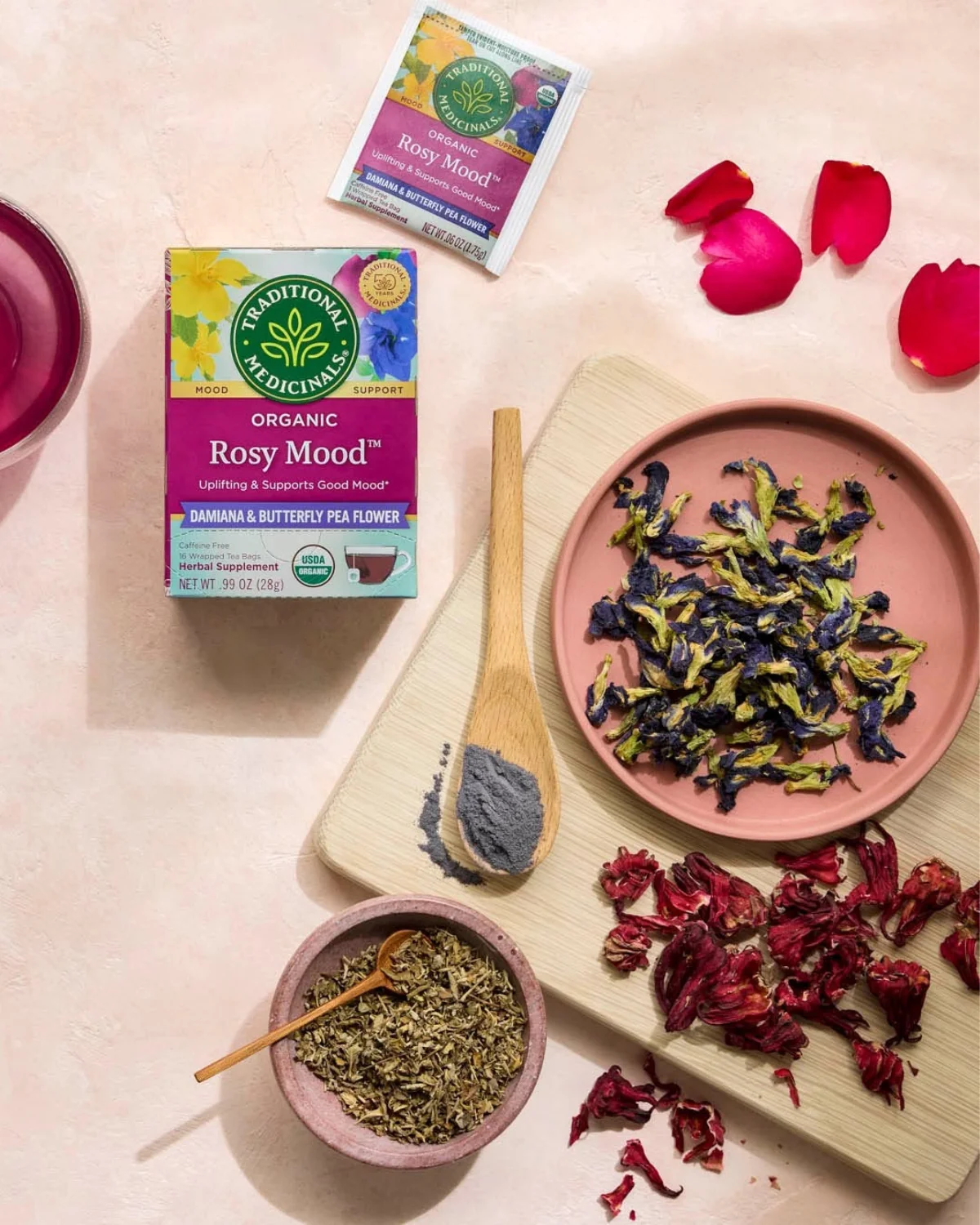 Traditional Medicinals herbal tea brand made with organic herbs and field-to-cup quality testing.
